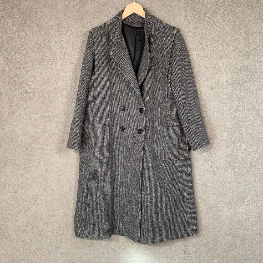 Vintage Womens 100% Wool Tweed Trench Coat Size 20 Union Made Long Business